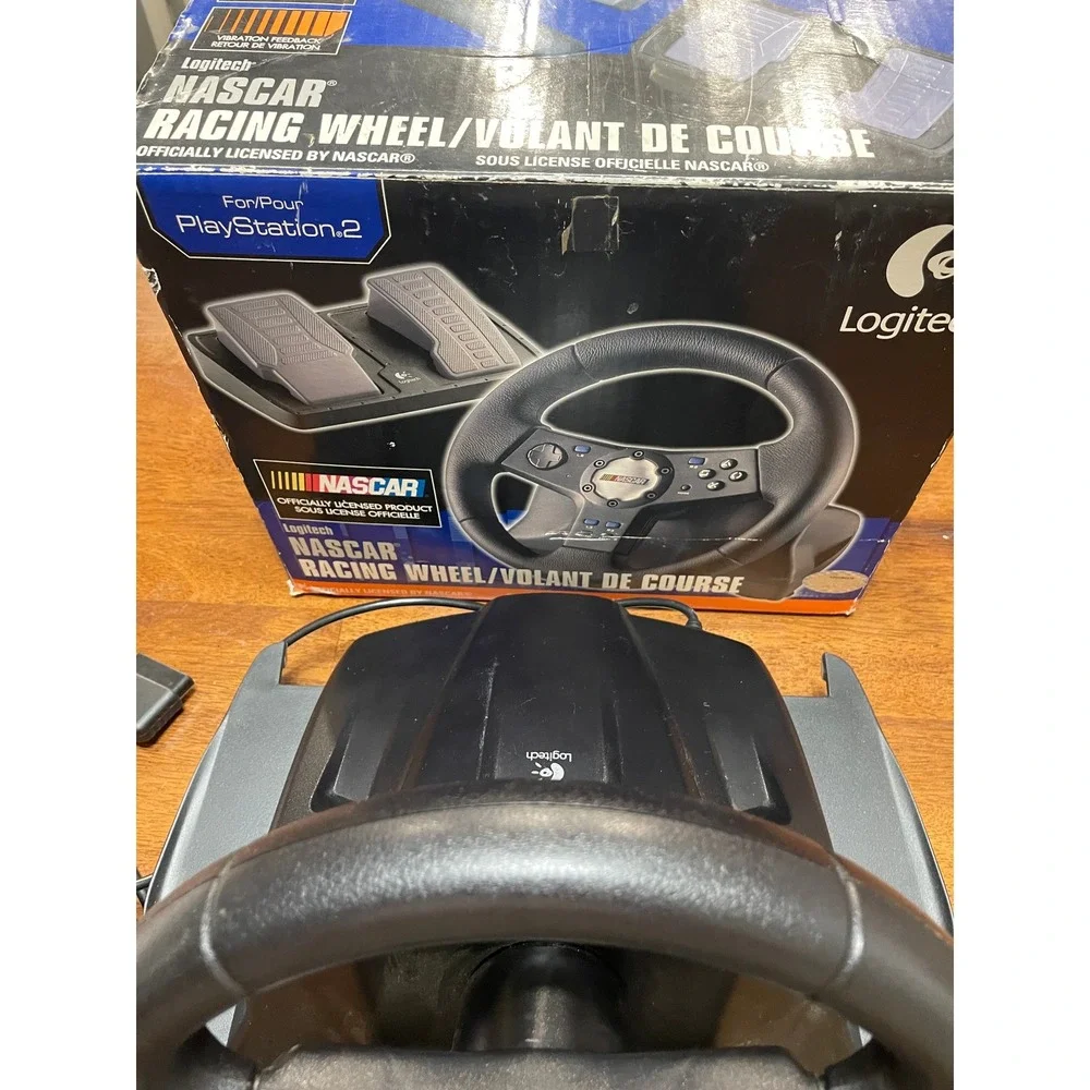 Logitech NASCAR Racing Wheel and Pedals for PlayStation 2 PS2 with Box Manuals